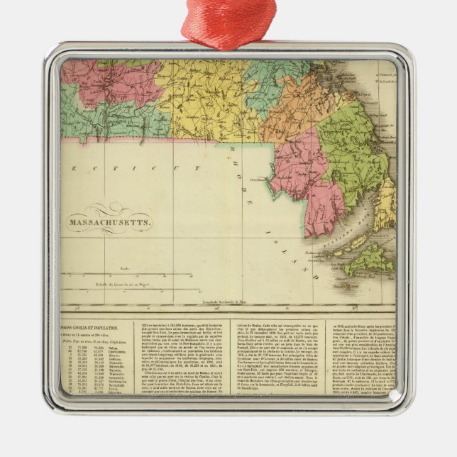 Massachusetts US Metal Tree Decoration (Front)