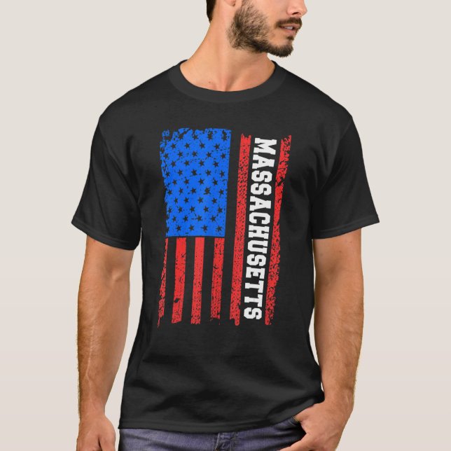 Massachusetts Usa Flag T-Shirt (Front)