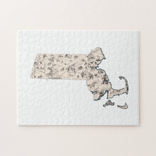 Massachusetts Vintage Picture Map Jigsaw Puzzle
