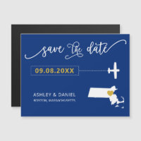 Massachusetts Wedding Save the Date Card, Map