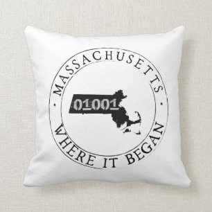Massachusetts Zip Code Pillow