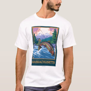 MassachusettsAngler Fisherman Scene T-Shirt