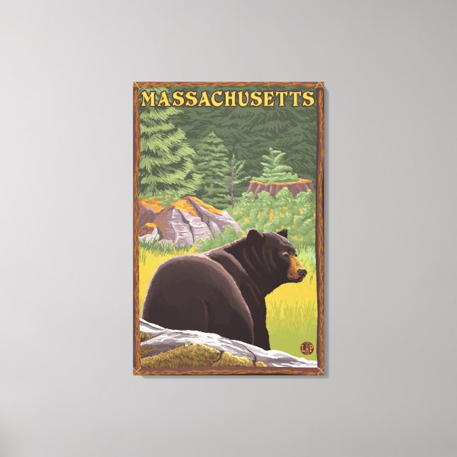 MassachusettsBlack Bear in Forest Canvas Print (Front)