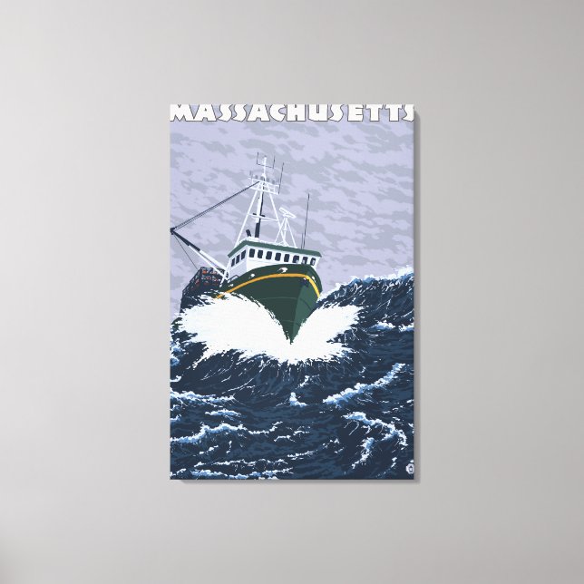 MassachusettsCrab Fishing Boat Scene Canvas Print (Front)