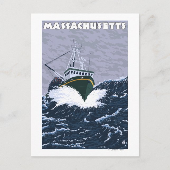 MassachusettsCrab Fishing Boat Scene Postcard (Front)