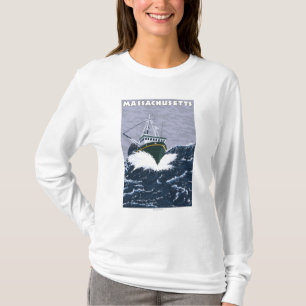 MassachusettsCrab Fishing Boat Scene T-Shirt