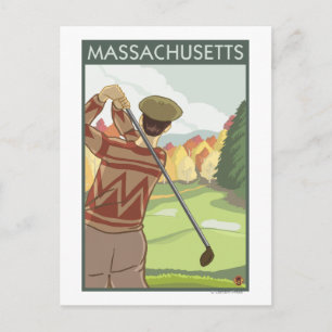 MassachusettsGolfing Scene Postcard