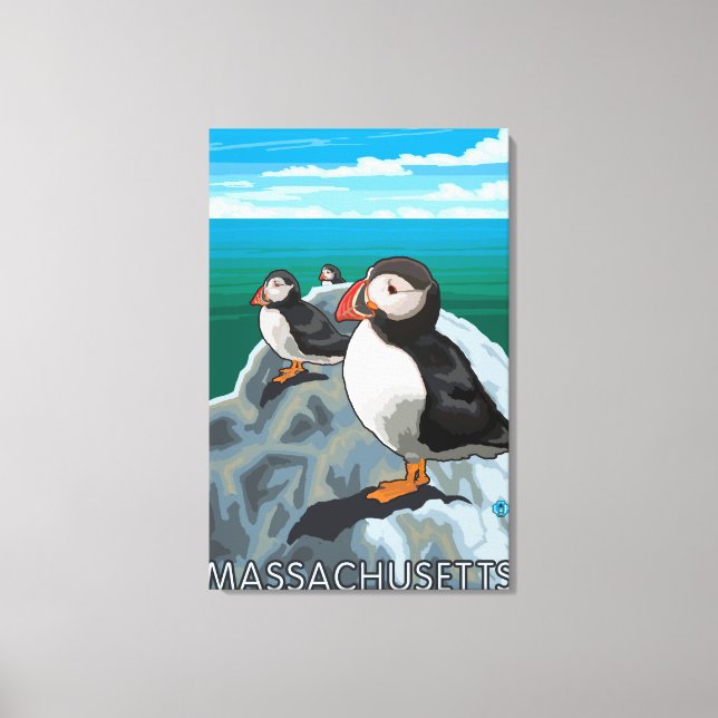 MassachusettsPuffins Scene Canvas Print (Front)
