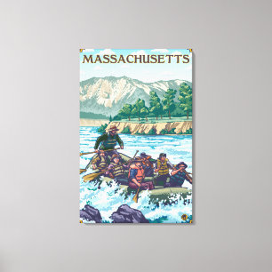 MassachusettsRiver Rafting Scene Canvas Print
