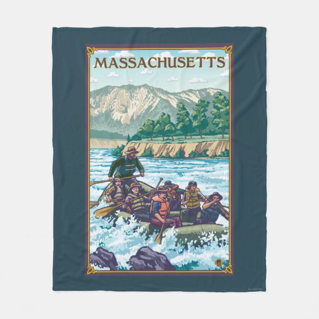 MassachusettsRiver Rafting Scene Fleece Blanket (Front)