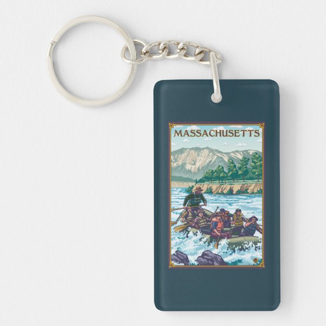 MassachusettsRiver Rafting Scene Key Ring (Front)