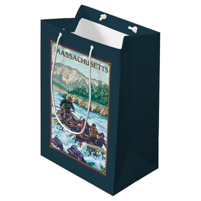 MassachusettsRiver Rafting Scene Medium Gift Bag (Front Angled)