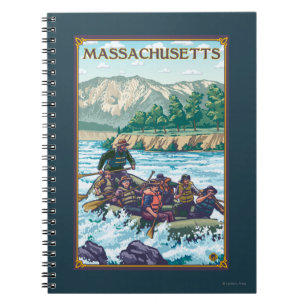 MassachusettsRiver Rafting Scene Spiral Notebook