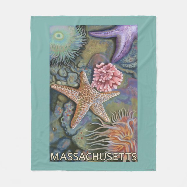 MassachusettsTidepool Scene Fleece Blanket (Front)