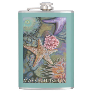 MassachusettsTidepool Scene Hip Flask