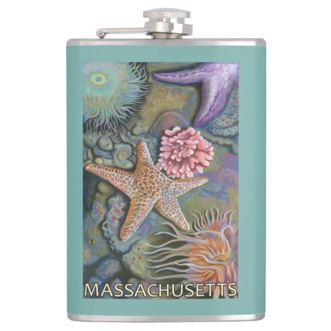 MassachusettsTidepool Scene Hip Flask (Front)