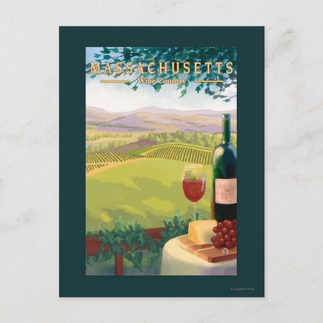 MassachusettsWine Country Scene Postcard (Front)