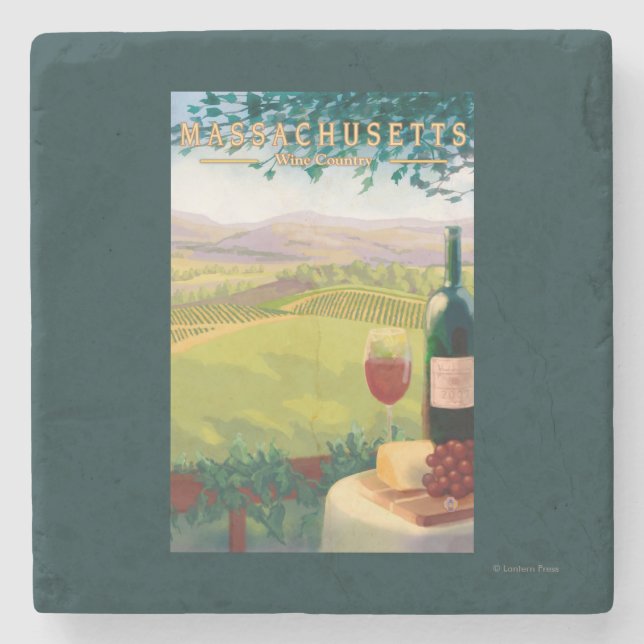 MassachusettsWine Country Scene Stone Coaster (Front)