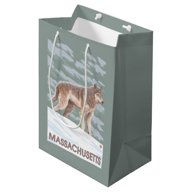 MassachusettsWolf Scene Medium Gift Bag (Front Angled)