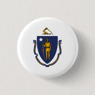 Massachusite Flag, Flag of Massachusetts 3 Cm Round Badge