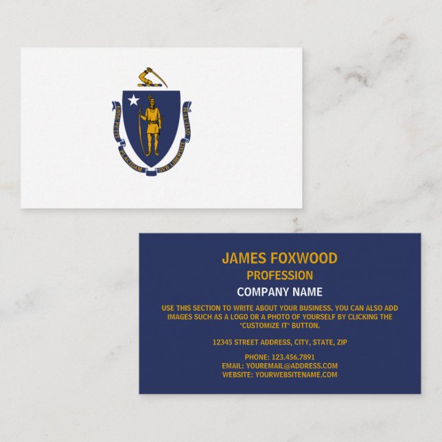 Massachusite Flag, Flag of Massachusetts Business Card (Front/Back)