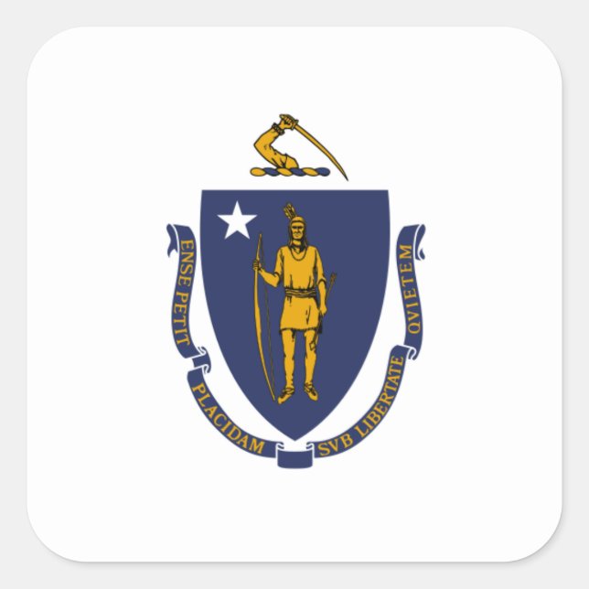 Massachusite Flag, Flag of Massachusetts Square Sticker (Front)