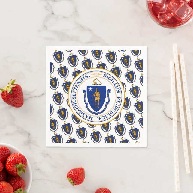 Massachusite Flag & Seal, Massachusetts Napkin (Insitu)