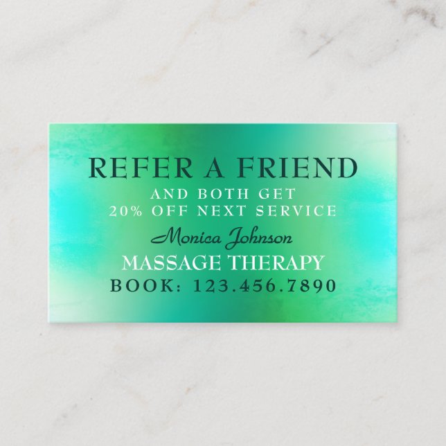 Massage and wellness referral card (Front)
