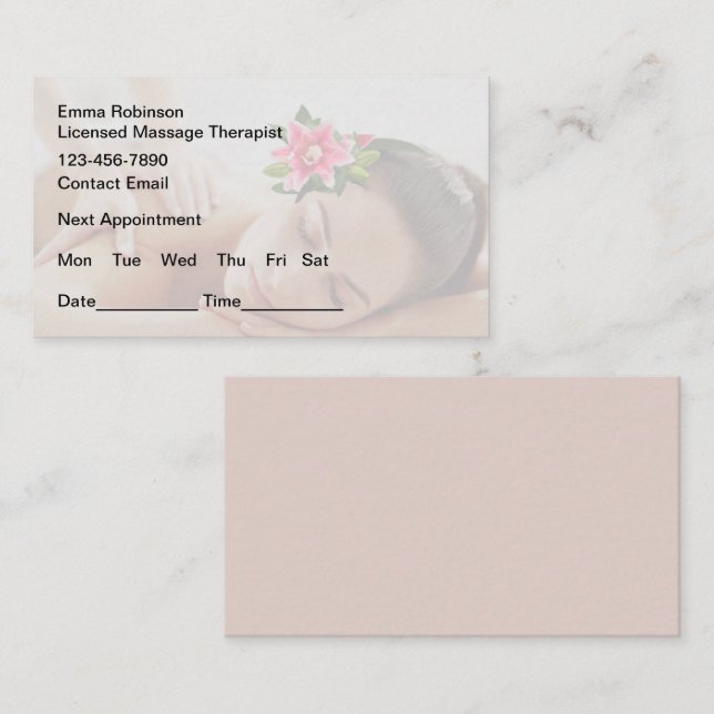 Massage Appointment Reminder Business Cards (Front/Back)