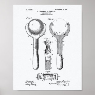Massage Device 1902 Patent Art White Paper Poster