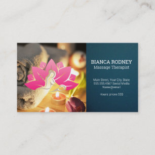 Massage   Health Wellness   Flower Spa Logo Business Card