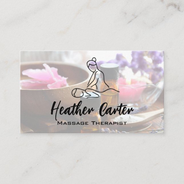 Massage Line Drawing Logo Business Card (Front)