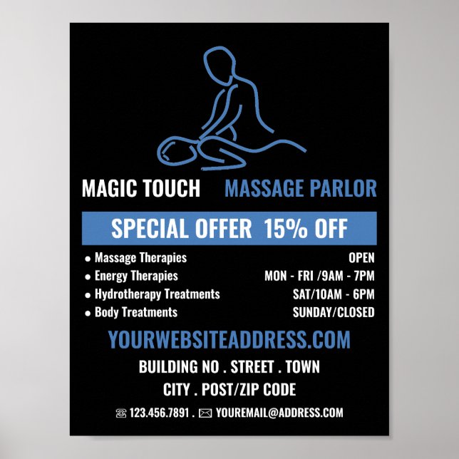 Massage Logo, Massage Therapy, Massage Parlor Poster (Front)