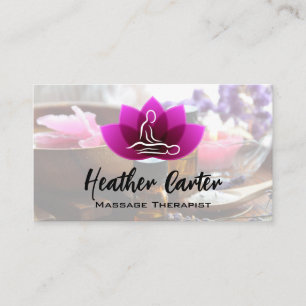 Massage Lotus Flower Logo Spa Oils Salts Business Card