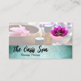 Massage Lotus Flower Logo Spa Resort Business Card