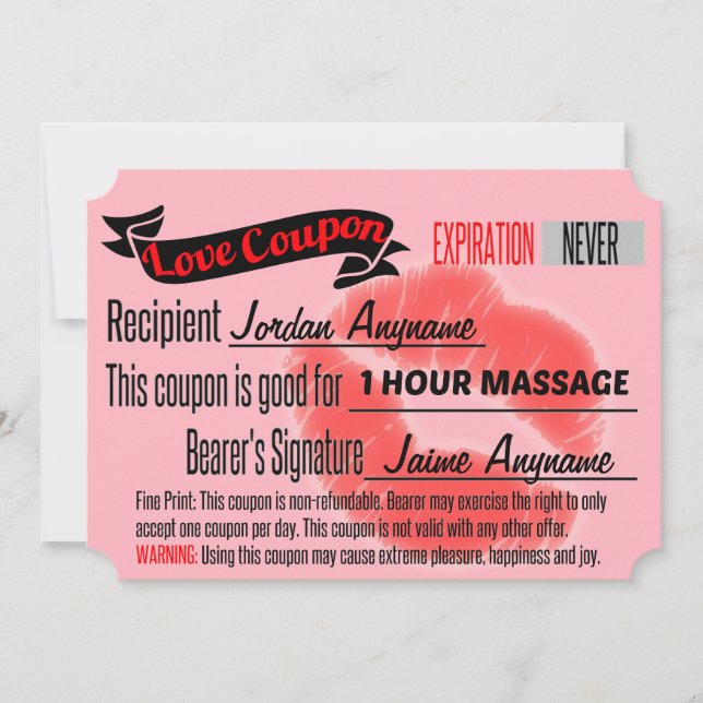 MASSAGE Love Coupon (Front)