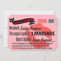 MASSAGE Love Coupon with Lips