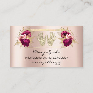 Massage Reflexology Reiki Hands Rose Gold QR Code Business Card