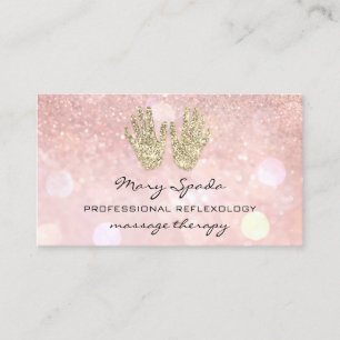 Massage Reflexology Reiki Hands Rose Gold QR Logo Business Card
