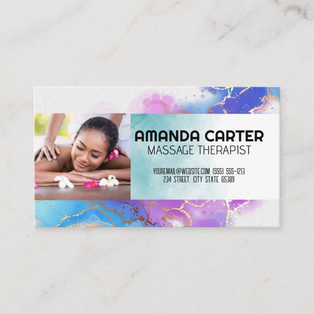 Massage Session | Watercolor Business Card (Front)