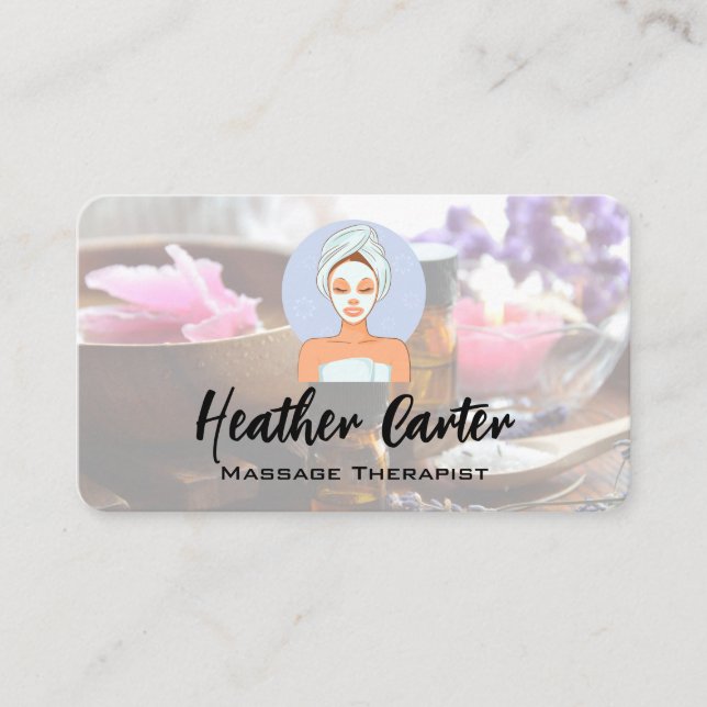 Massage Spa Logo Business Card (Front)