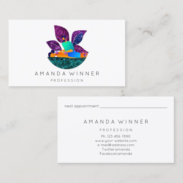 Massage Spa Wellness Custom Logo Lotus Appointment Card (Front/Back)