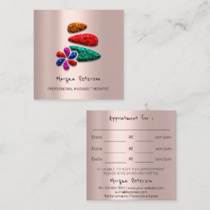 Massage Spa Wellness Flower Rose Logo Stones Appointment Card