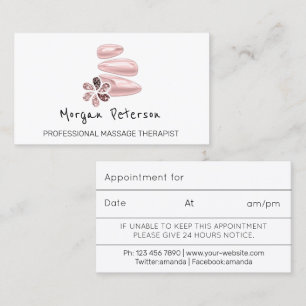 Massage Spa Wellness Pink Custom Logo Rose Appointment Card