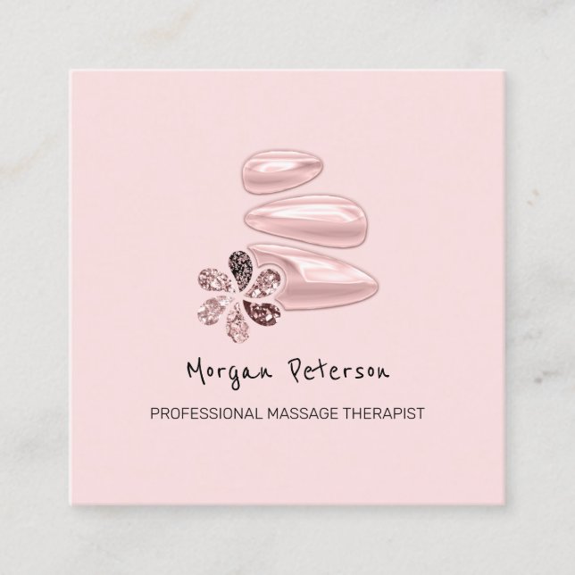 Massage Spa Wellness Pink Logo Square Appointment Card (Front)