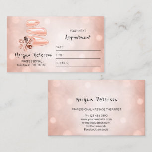 Massage Spa Wellness Rose Logo Glitter Ston Floral Appointment Card