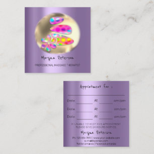 Massage Spa Wellness Stone Gold Logo Holograph Lux Appointment Card