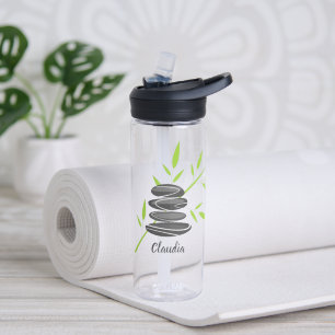 Massage stones and bamboo print custom zen water bottle