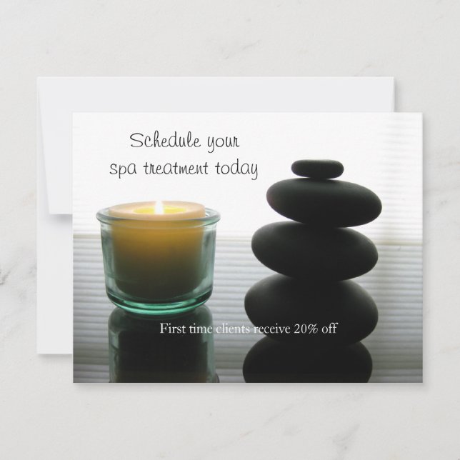 Massage stones and candle invitation (Front)