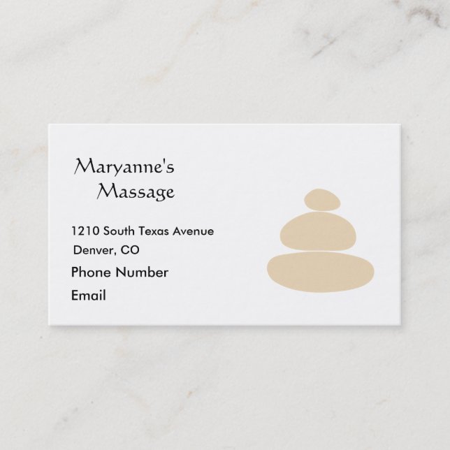 Massage Stones in Sand Simple Drawing Appointment Card (Front)